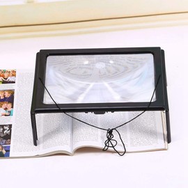 Lupa con luz LED, gran página A4, manos libres, 3 lupas para leer