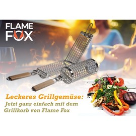 Flame Fox - High-quality grill basket, stainless steel, 1 piece, ideal for grilling vegetables, meat and fish, durable grill basket for easy preparation