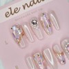 Pink Purple Mother of Pearl Stone Nail - Oval /