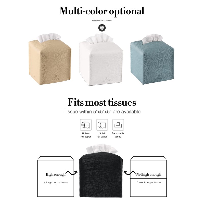 Tissue Box Cover, Jeethemy Square PU Leather Tissue Box Holder,