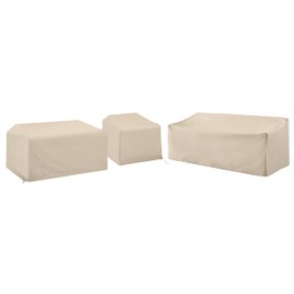 Crosley Furniture Patio Furniture Covers, Waterproof 3-Piece Cover Set for Outdoor Sectional Sofa Sets, Tan