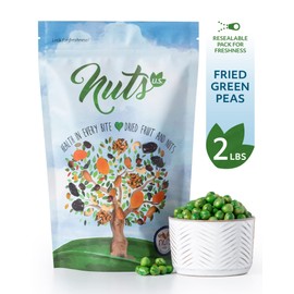 NUTS U.S. – Green Peas | Fried and Sea Salted| Non GMO and Gluten Free | Fresh and Delicious | Green Peas In Resealable Bags!!! (2 LBS)