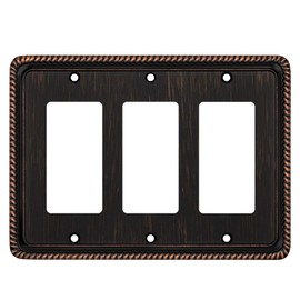 Rope Edge Decorative Wall Plate Switch Plate Outlet Cover (Triple Decorator, Aged Bronze)