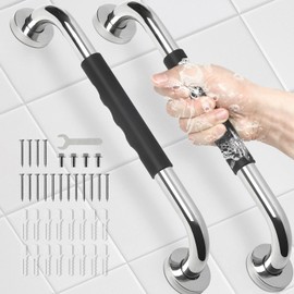 2 PCS Barra de Seguridad para Baño, 30cm Pasamano Acero Inoxidable, Empuñadura de Silicona Antideslizante, Impermeable, para Baño Adultos Mayores y Discapacitados, para Baño, Escalera, Pasillo, Aseo
