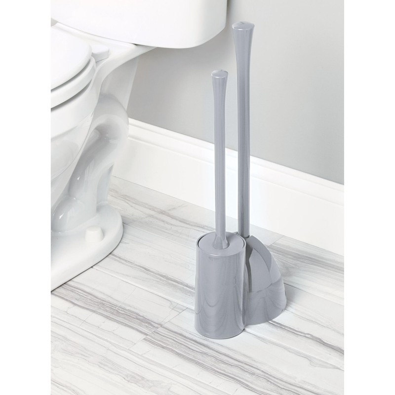 iDesign Compact Toilet Brush and Plunger Set for Bathroom Cleaning