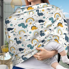 Muishi Dinosaurs and Rainbows Baby Car Seat Covers Carseat Canopy Soft Infant Stroller Cover Nursing Breastfeeding Covers for Girls Boys Newborn