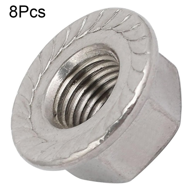 TOP-VIGOR 8Pcs M12 x 1.25mm Fine Thread Flange Nuts, 304