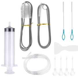 12 Pcs Fridge Drain Hole Cleaning Tool, Fridge Dredger and Cleaning Set, Reusable Refrigerator Drain Dredging Tool Kit, Fridge Cleaning Syringe Kit for All Refrigerator Cleaning, Kitchen Drain Pipe