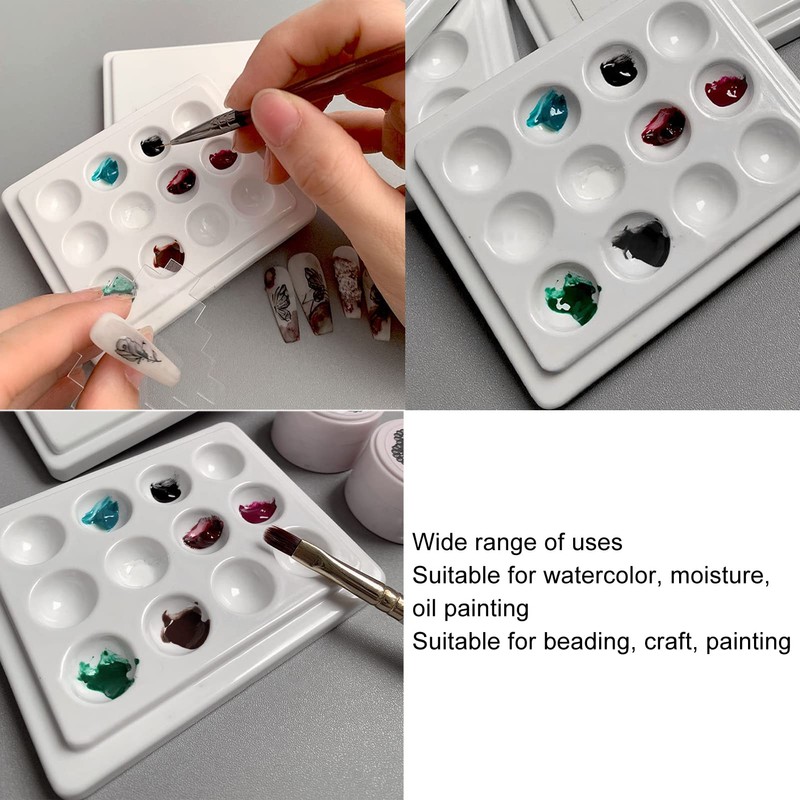 Ceramic Paint Palettes Pure Color Reusable Practical 12 Cavities Watercolor