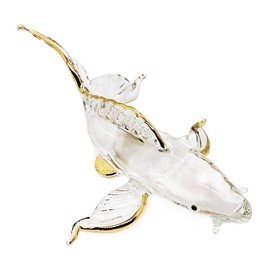 WitnyStore Tiny 5½" Clear Gold Koi Fancy Carp Fish Figurine - Miniature Hand Blown Painted Glass Aquatic Animal Colorful Freshwater Ornamental Fishes Crystal Decorative Collectible Figures Décor Gifts