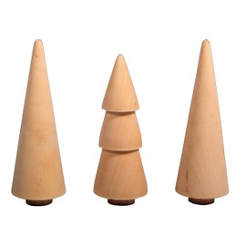 Rayher 46541505 Wooden Trees, 2.9 cm, Natural, Assorted 7.8-8.5 cm Height, Box of 3, Normal
