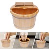 AngelcityCC Wood Foot Tub with Massager and lid, Solid Wood