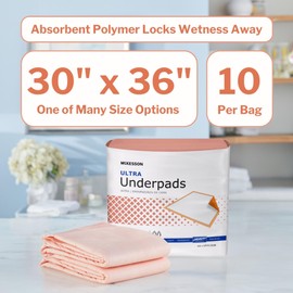 McKesson Underpads Disposable Bed Pads 30" x 36" [100 Count], Heavy Absorbency, Ultra Incontinence Chux Pads for Adults, Elderly, and Baby, Pee Pads