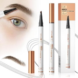 2 Pcs Microblading Eyebrow Pen, 2025 Upgraded 3D Waterproof 4-Tip Eyebrow Pencil, Natural Makeup Long-Lasting Fine Stroke Magic Brow Pencil for Women Stay on All Day (Dark Brown*2)