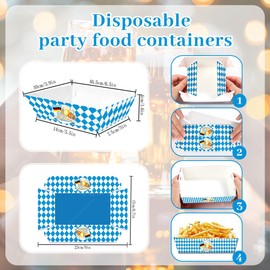 KEWUF 20 Pcs Oktoberfest Papier Snackbox, Souvenir Deutsches Thema Süßigkeiten Goodie Box, Papierbehälter für Filmnacht Huhn Reis Krispies, Blau Weiß Kariert Design Snackboxen