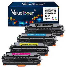 Valuetoner Remanufactured Toner Cartridge Replacement for HP 312X 312A 305A 305X for Laserjet Pro 400 Color M451dn M451dw M451nw M475dn M475dw MFP M476nw M476dn M476dw (Black,Cyan,Magenta,Yellow)