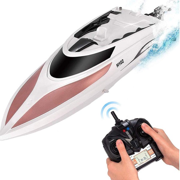 RC Boat - Remote Control Boat for Kids and Adults – 20 MPH Speed – Durable Structure – Innovative Features – Incredible Waves – Pool or Lake - 4 Channel Racing – 2.4 GHz Remote Control - H102 Model
