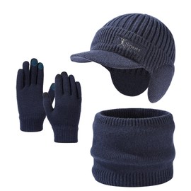ANGTUO Warm Knitted Thick Fleece Beanie Hat and Scarf/Gloves Skiing Gift Set for Women/Men, Winter Fashion Older Women/Men Cold Weather Sets