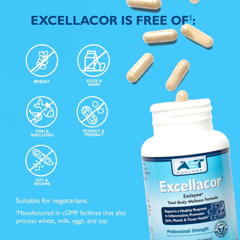 Excellacor-90 Systemic Enzyme Supplement – Acid-Resistant Serrapeptase & Proteolytic Enzymes