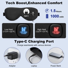 Aroma Season Heated Eye Mask, Moist Heat Eye Compress with Cordless Design, for Blepharitis and Dry Eyes Treatment(Black)