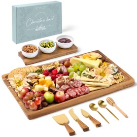 Grazerie Charcuterie Boards Set - Acacia Cheese Board for Serving with Accessories - House Warming Gifts for New Home, Bridal Shower & Wedding Gift, Birthday Gifts for Women