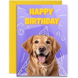 Golden Retriever Birthday Card for Men and Women - Superhero Design - A5 Size with Envelope