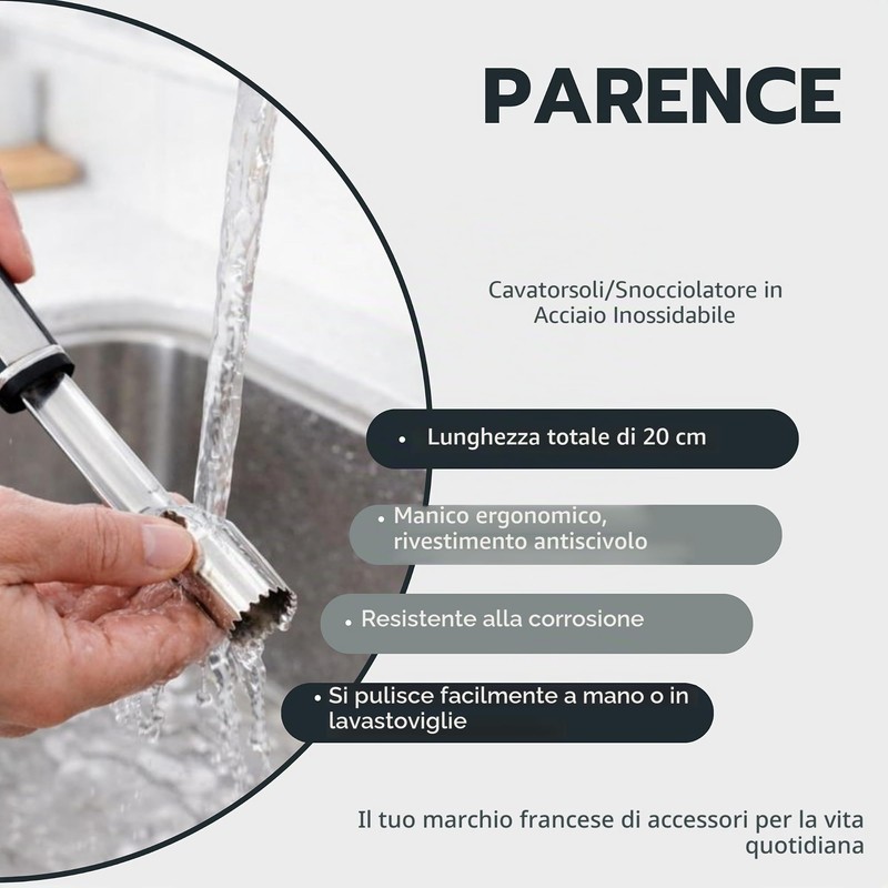 PARENCE – Nucleo di mele in acciaio inox/Rimuovipietra – 20