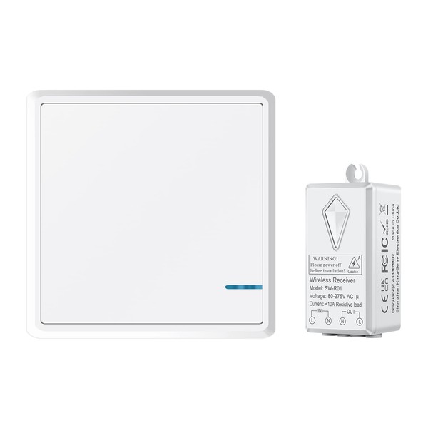 GREENCYCLE Wireless light Switch Kit with 1 1-Way Push Button