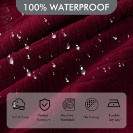 YUEANG 100% Waterproof Recliner Loveseat Cover, 2 Pieces Stretch Recliner Sofa Slipcovers Washable Couch Cover Furniture Covers for Pets, Dogs, Kids (Wine, 2 Seater)