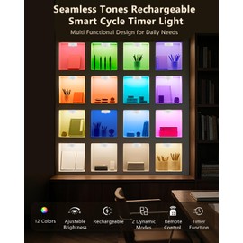 KTTGO LED Puck Lights with Remote Control, 12 RGB Colors Under Cabinet Lights, Rechargeable Wireless Closet Light, Dimmable Tap Lights for Kitchen, Display, Closet, Pantry, Shelves, Garage (3 Pack)