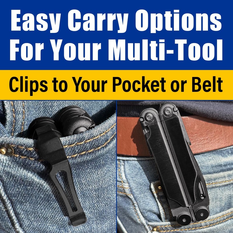 [2-Pack] 2 Black Quick Release Pocket Clips + 2 Black