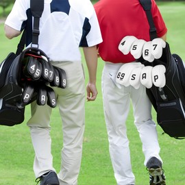 BIG TEETH Golf Hybrid Iron Head Cover 9Pcs, Long Hybrids Iron Covers Head Covers Set, Golf Club Covers W/Big NO. Fits for Cleveland Launcher Cobra T Rail Hybrid Irons (1set of 9pcs(4-9,P,A,S) White)