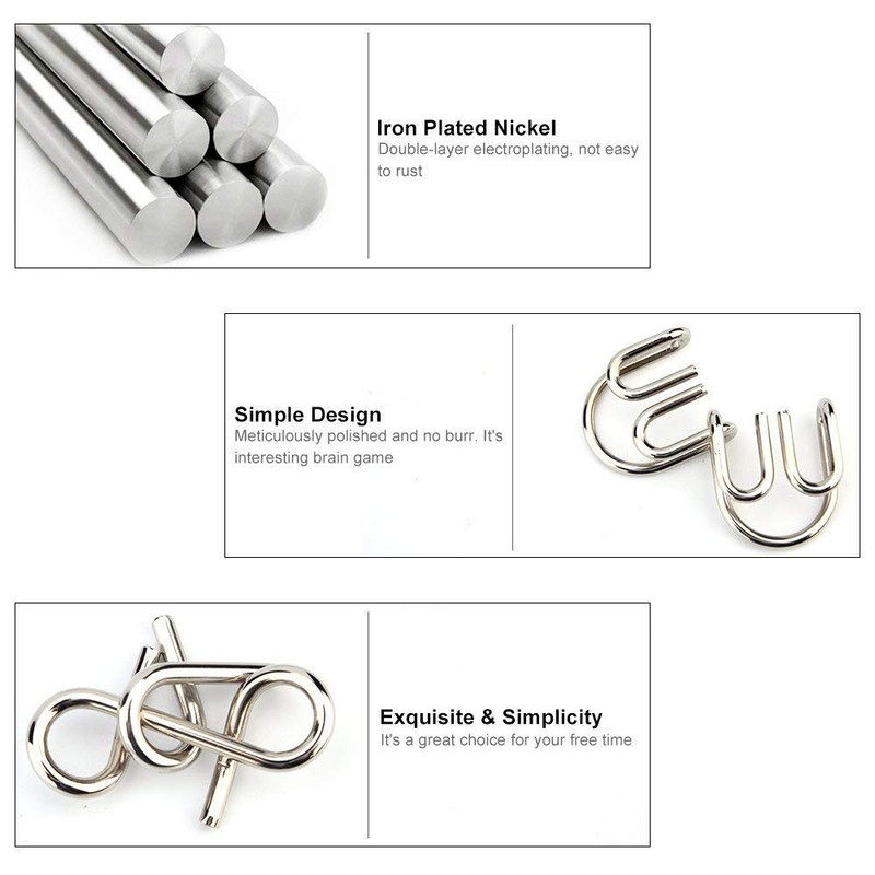 Yosoo 8 unids/Set Alambre de Metal IQ Prueba Mental Juego