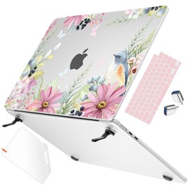 May Chen Compatible with M4 MacBook Air 15 inch Case A3241 A3114 M3 A2941 M2 Chip 2025 2024 2023 Release, Finish Hard Shell Case with Fold Kickstand & Keyboard Cover, Retro Butterflies