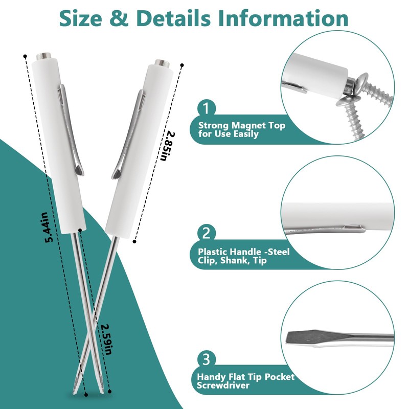 2 Piece Pocket Screwdriver Set with Magnetic Tip and Pocket