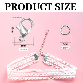 Toaob 200pcs Lobster Claw Kit 12 x 6 mm and Open Jump Rings 5 mm Metal for Bracelet Fasteners Necklace Clasps DIY Accessories for Jewellery Making