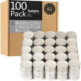 Tealight Candles - 4 Hours - Giant 100,200,300 Bulk Packs - White Unscented European Votive Smokeless Tea Lights for Shabbat, Weddings, Christmas, Home Decorative- 100 Pack - Colour: 300 Pack