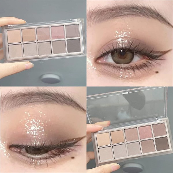 Erinde 10 Colours Matt Eyeshadow Palette, Black Smokey Eyes Set,