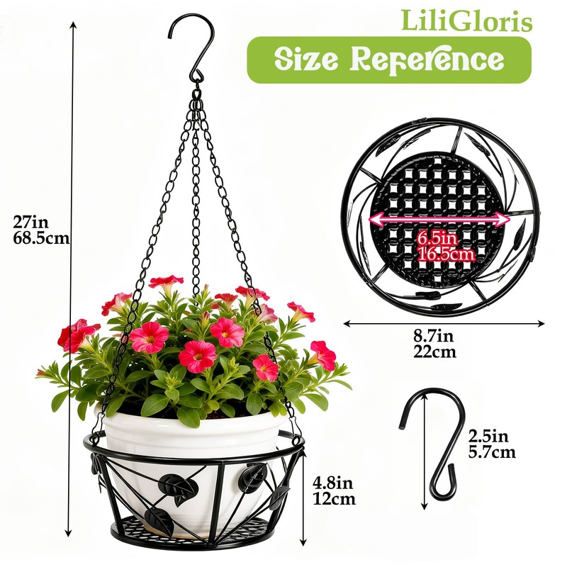 2 Pack Metal Plant Hanger with Ceiling Hook – Heavy