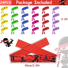 ZOIIWA Karate Headbands - 24Pcs Karate Themed Party Favors for Kids Boys Girls Birthday Party Supplies in 6 Vibrant Colors, Fabric, Adjustable Size, Great for Costumes, Decorations, and Gifts