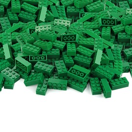 320 Pieces 2x4 Green Bricks Building Classic Parts Creative Play Blocks Set Toy Accessories Combine with 3001 Major Brick Brands (Green)