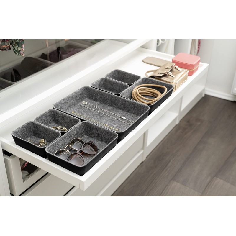 WENKO Drawer Organiser Felt, 7-Piece Storage Aid for Drawers Made