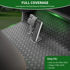 Cartalia Club Car DS Floor Mat, Upgraded Non-Slip Full Coverage Liner Golf Cart Mats Replacement with 8mm Rubber Design and Easy to Clean, Fits Club Car DS 1982-2013 / Villager 1982-2018 - Grey Trim