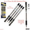 WIN 5 x 0.7mm Biro Tip Ball Pens Mystic BLACK