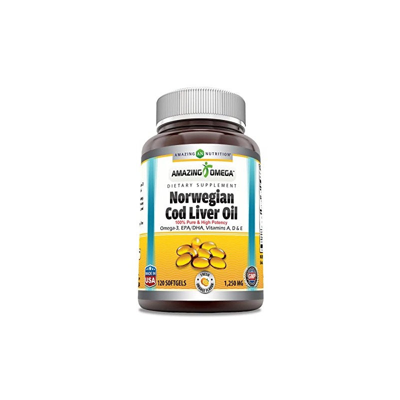 Amazing Omega Norwegian Cod Liver Oil 1250 mg 120 Softgels
