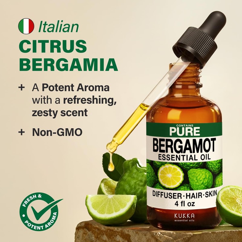 KUKKA Bergamot Essential Oils - 4 Fl Oz - for
