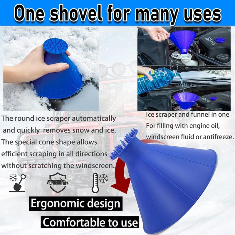 Hsthe Sea 2Pcs Car Ice Scraper, Round Cone Car Ice