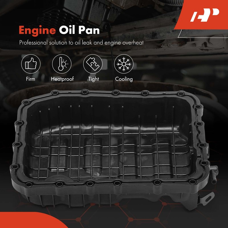 A-Premium Transmission Oil Pan with Drain Plug and Gasket Compatible