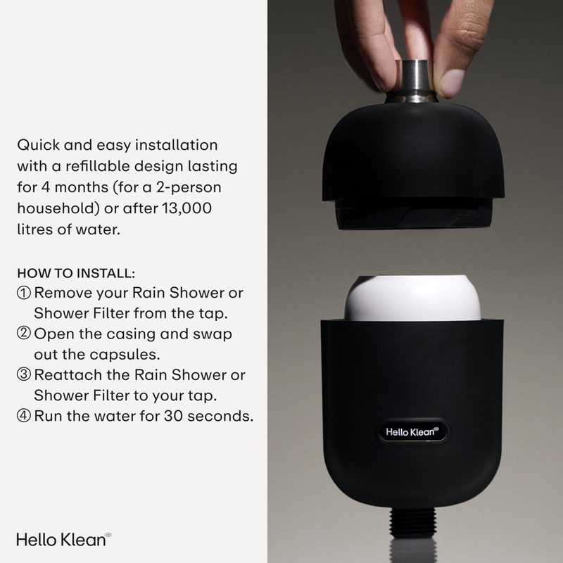 Hello Klean Rain Shower Refill Capsule 2.0 - Compatible with
