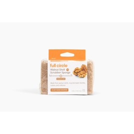 Full Circle Walnut Scrubber Sponges, Pack of 2 – Dual-Sided, Plant-Based & Recycled Kitchen Sponges, Gentle on Nonstick Cookware